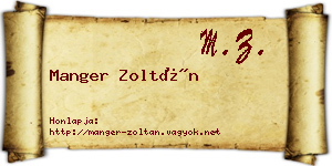 Manger Zoltán névjegykártya