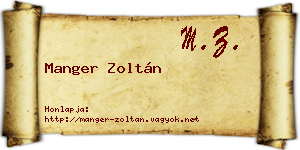 Manger Zoltán névjegykártya