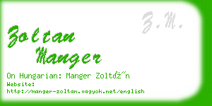 zoltan manger business card